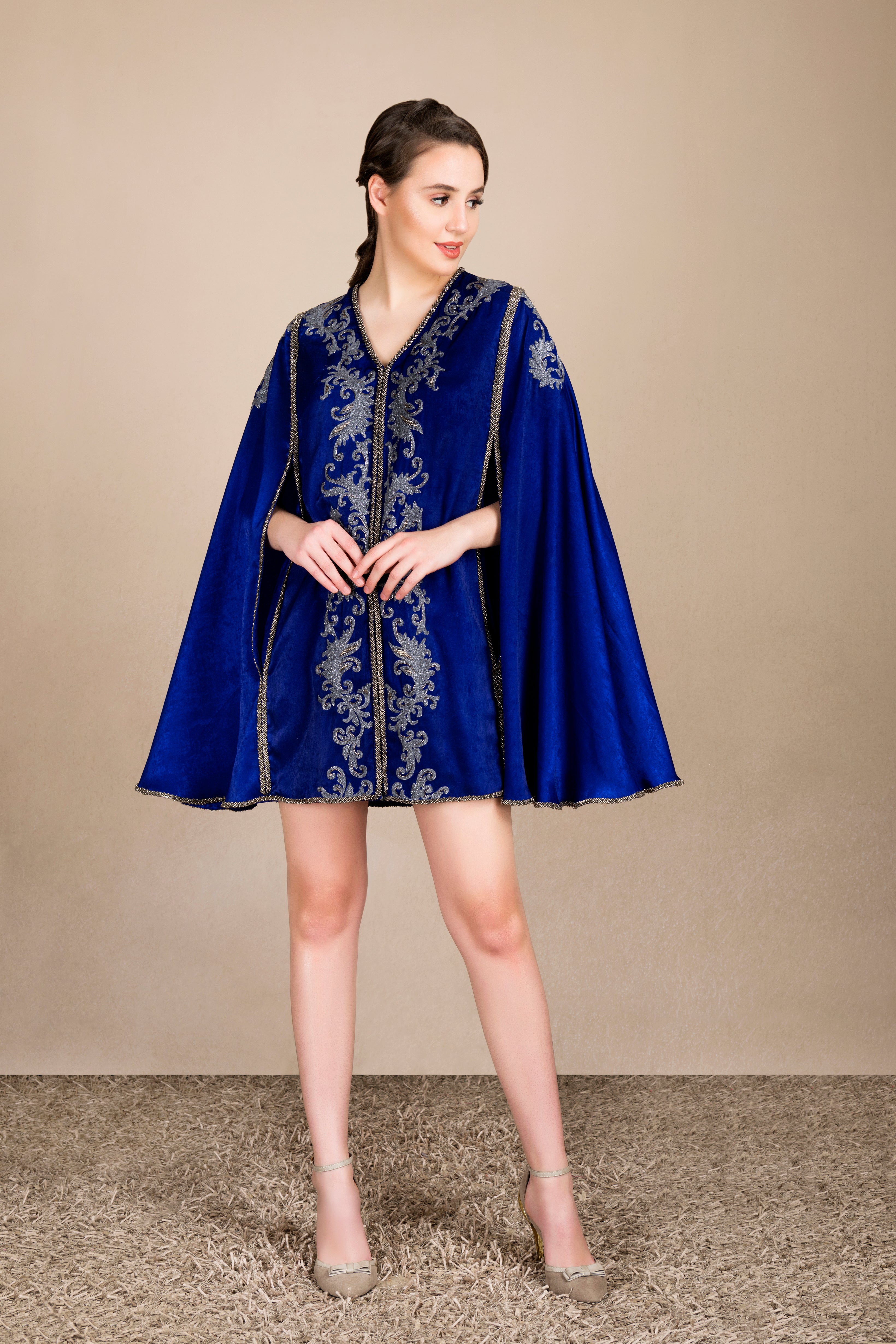 Cape Dress in Deep Blue – Saaj By Ankita