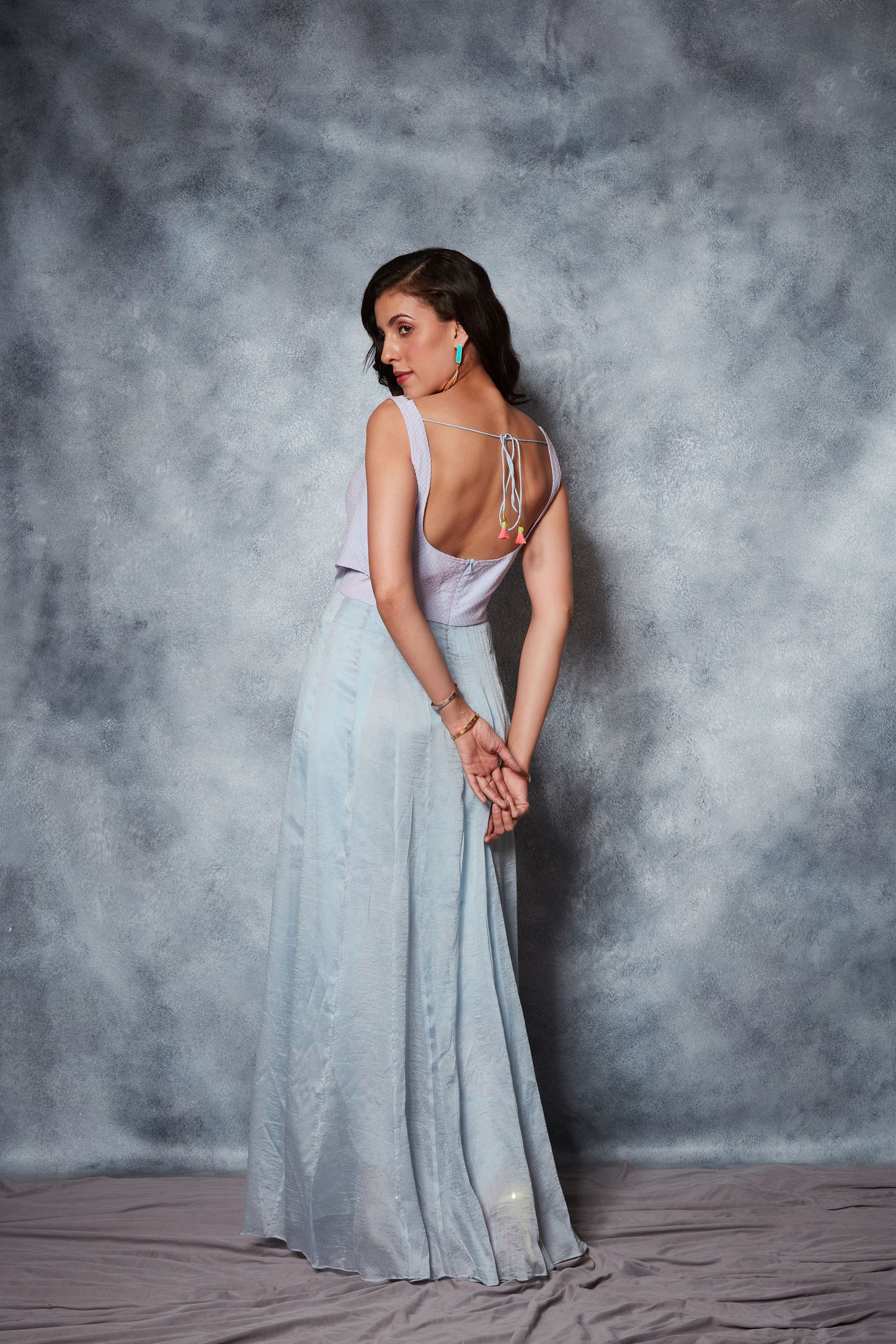 Top with Trail-Back paired with Dhoti Pants