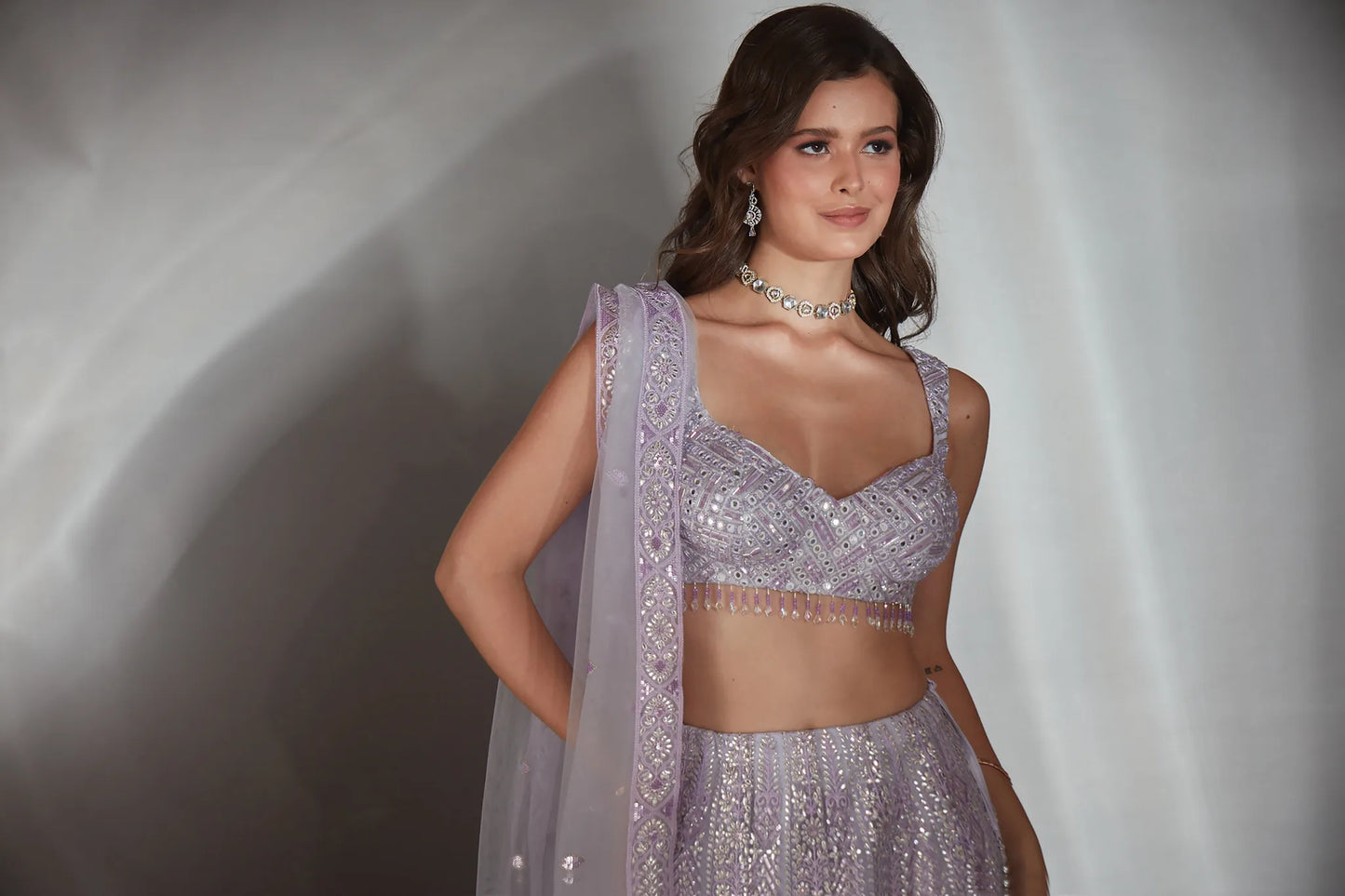 Lilac Gota Patti Embroidered Lehenga Set - Saaj 31st10634