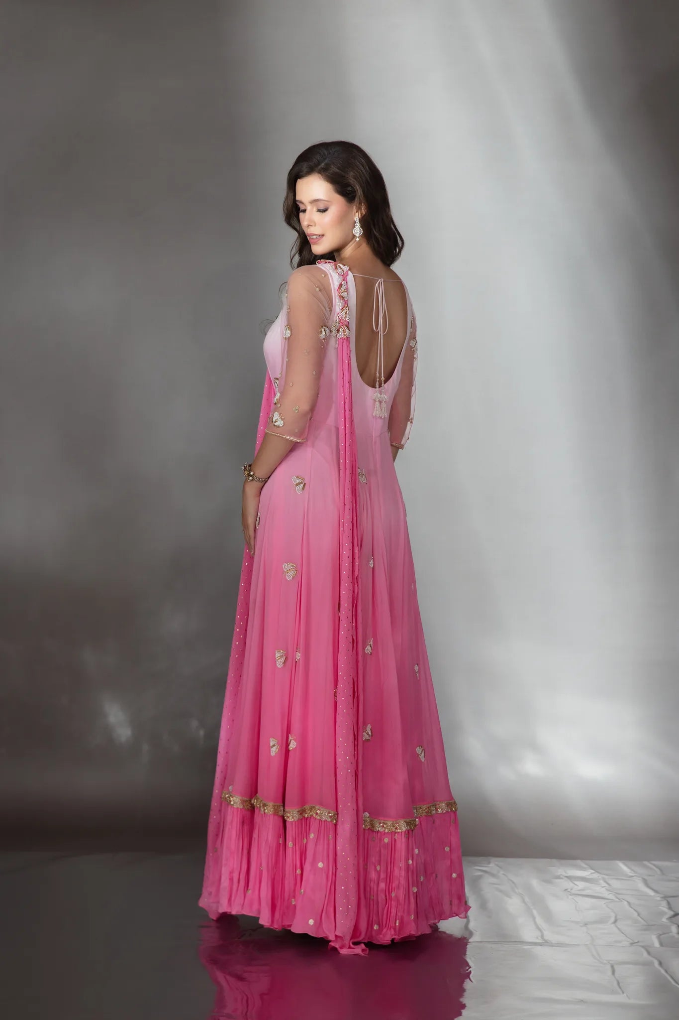 Ombre Pink Embroidered Anarkali Set - Saaj 31st10777