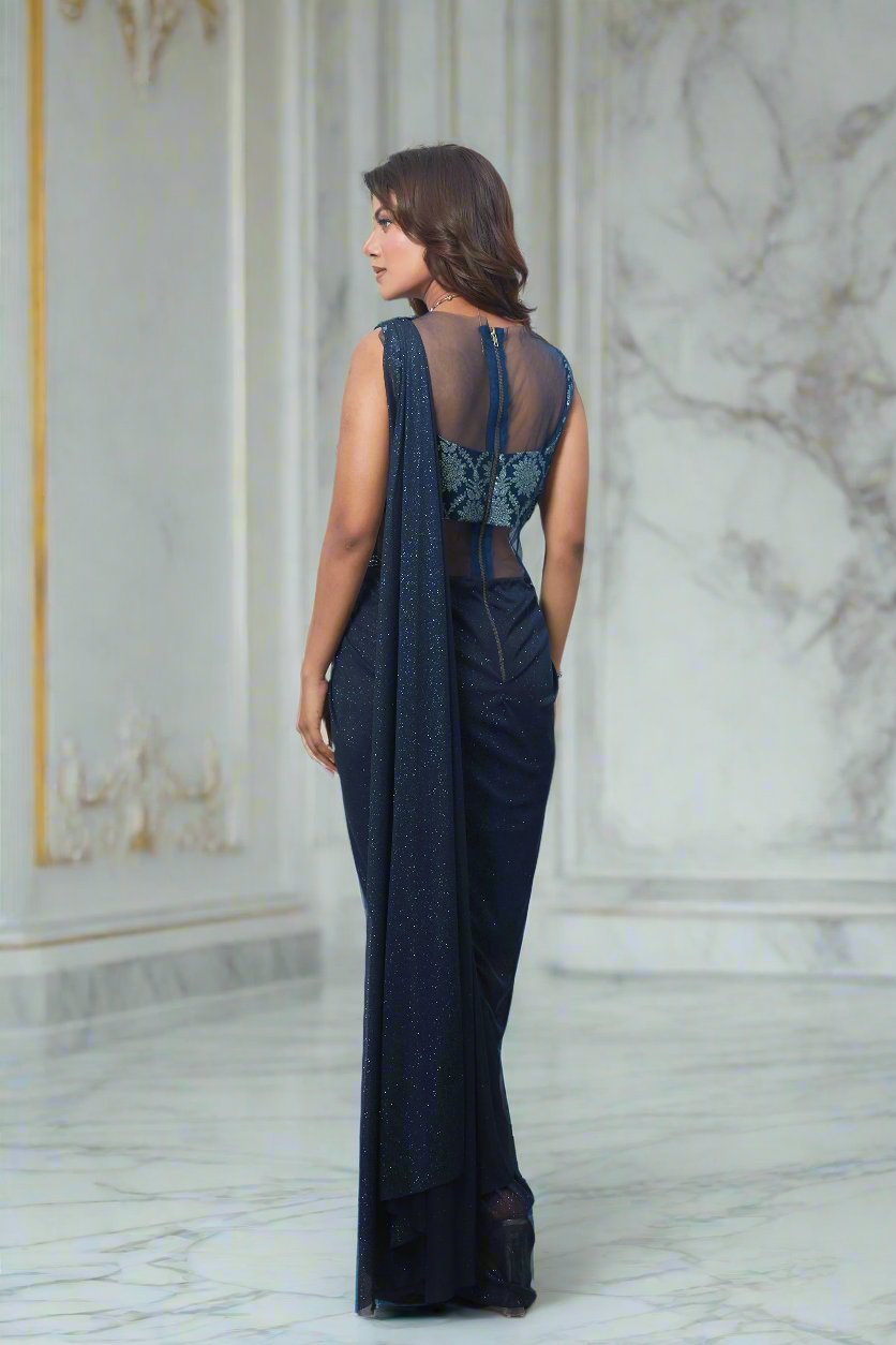 Corset Saree Gown with Sequin Embroidery