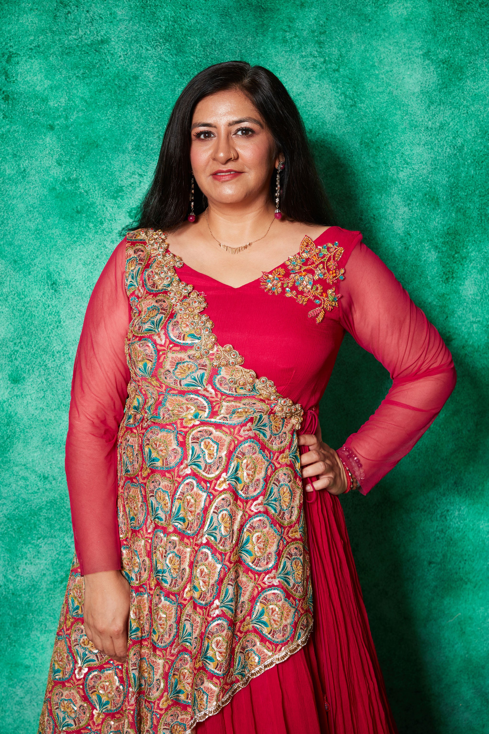 Anarkali with One-Sided Cape