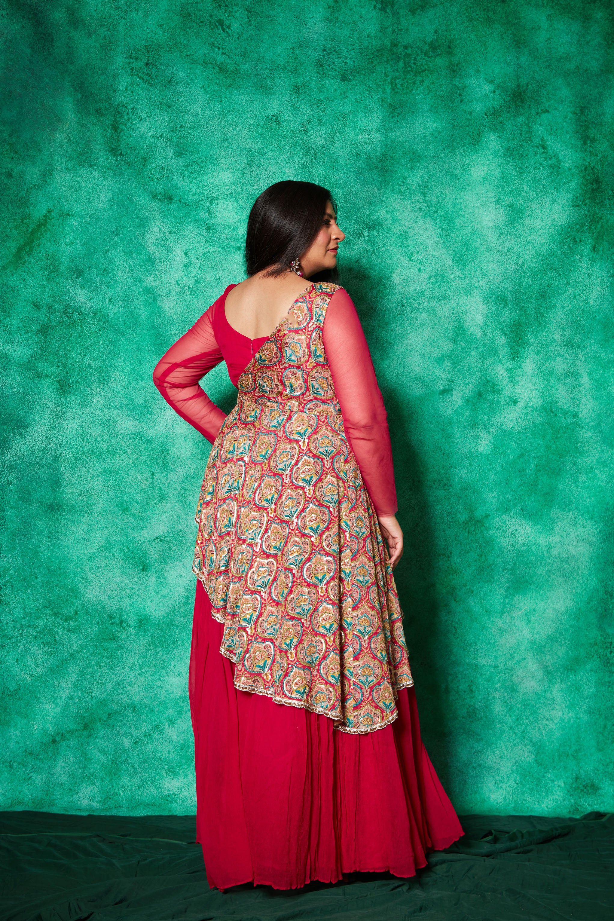 Anarkali with One-Sided Cape
