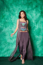 Load image into Gallery viewer, Top with Trail-Back paired with Dhoti Pants
