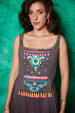 Load image into Gallery viewer, Top with Trail-Back paired with Dhoti Pants

