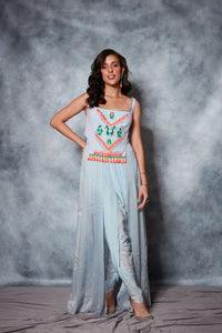 Top with Trail-Back paired with Dhoti Pants