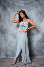 Load image into Gallery viewer, Top with Trail-Back paired with Dhoti Pants
