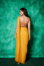 Load image into Gallery viewer, Pre-stitched Saree with Slit Teamed with Embroidered Blouse

