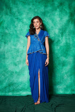 Load image into Gallery viewer, Peplum Blouse with Slit-Saree
