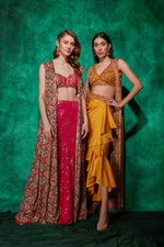 Load image into Gallery viewer, Drape Skirt with Beaded Blouse &amp; Long Cape
