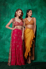 Load image into Gallery viewer, Multicolour Cape with Croplet &amp; Lehenga
