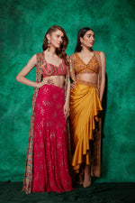 Load image into Gallery viewer, Drape Skirt with Beaded Blouse &amp; Long Cape
