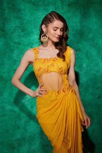 Corset Style Ruffle Saree-Gown