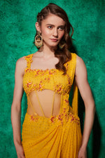 Load image into Gallery viewer, Corset Style Ruffle Saree-Gown

