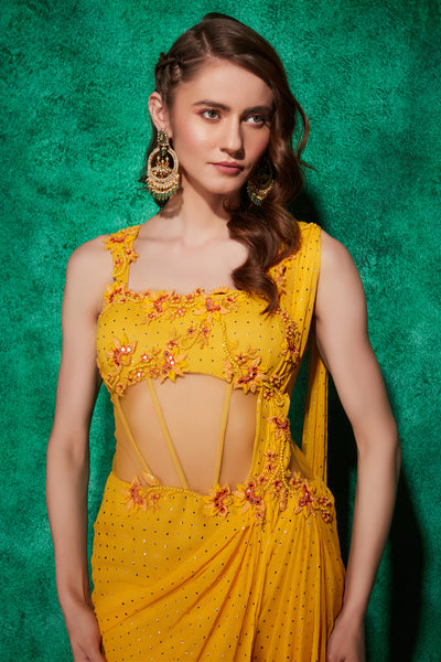 Buy Teen Girls Mehndi Green Georgette One Shoulder Style Gown Party Wear  Online at Best Price | Cbazaar
