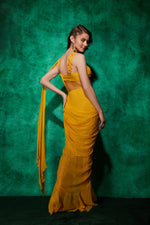 Load image into Gallery viewer, Corset Style Ruffle Saree-Gown
