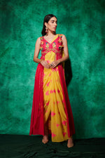 Load image into Gallery viewer, Butterfly Long Jacket with Slit Saree
