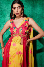Load image into Gallery viewer, Butterfly Long Jacket with Slit Saree
