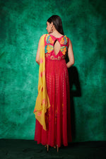 Load image into Gallery viewer, Butterfly Long Jacket with Slit Saree
