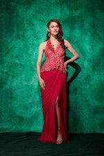 Load image into Gallery viewer, Peplum Blouse with Slit-Saree
