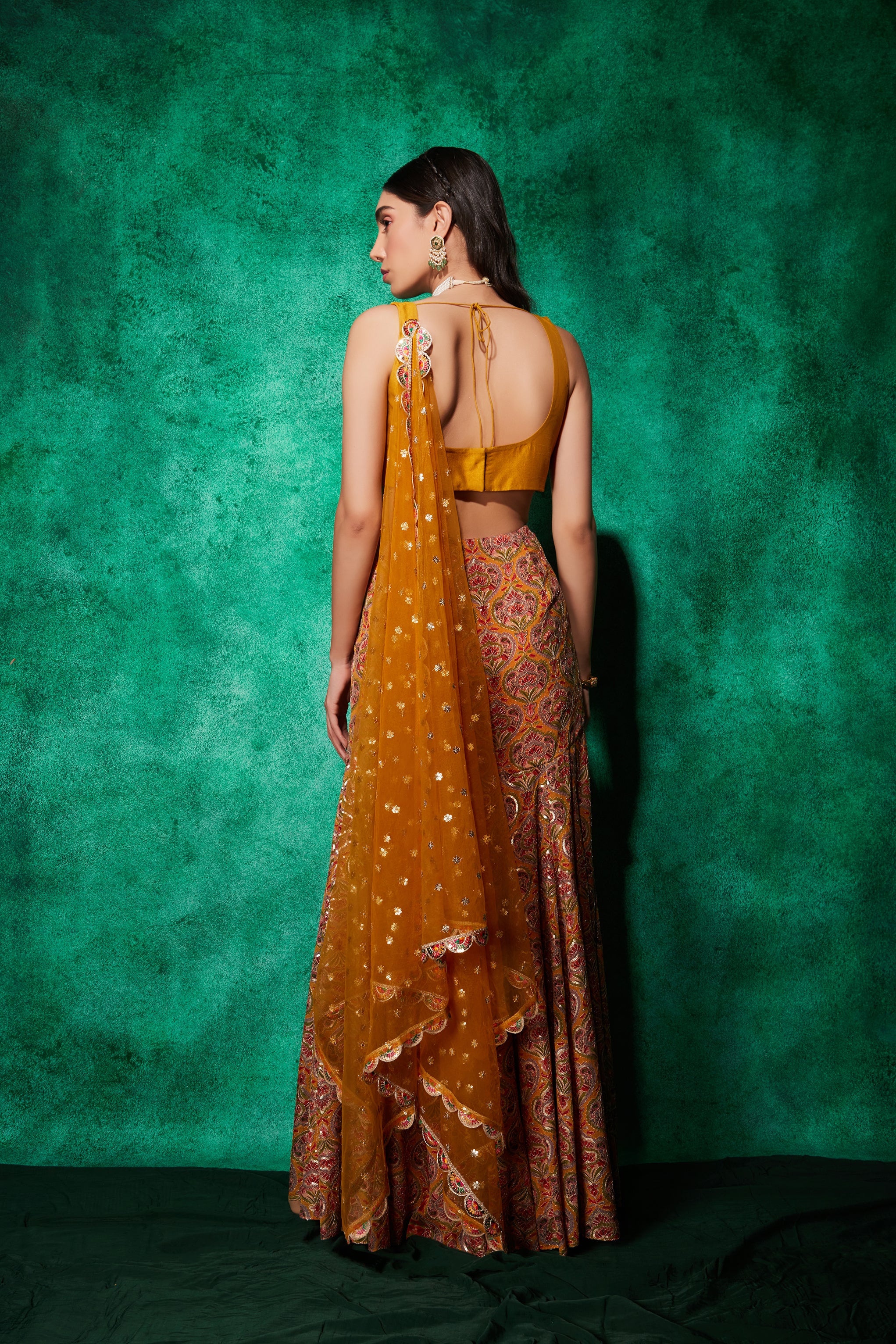 Mermaid Lehenga in Multicolour Embroidery
