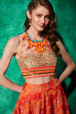 Load image into Gallery viewer, Halter Blouse with Skirt

