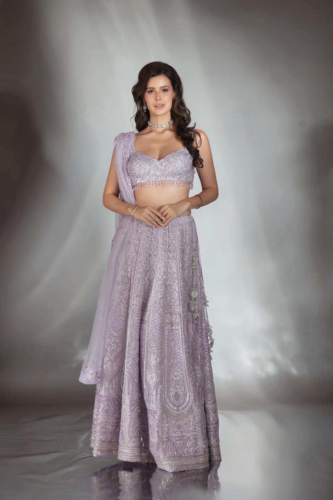 Lilac Gota Patti Embroidered Lehenga Set - Saaj 31st10550