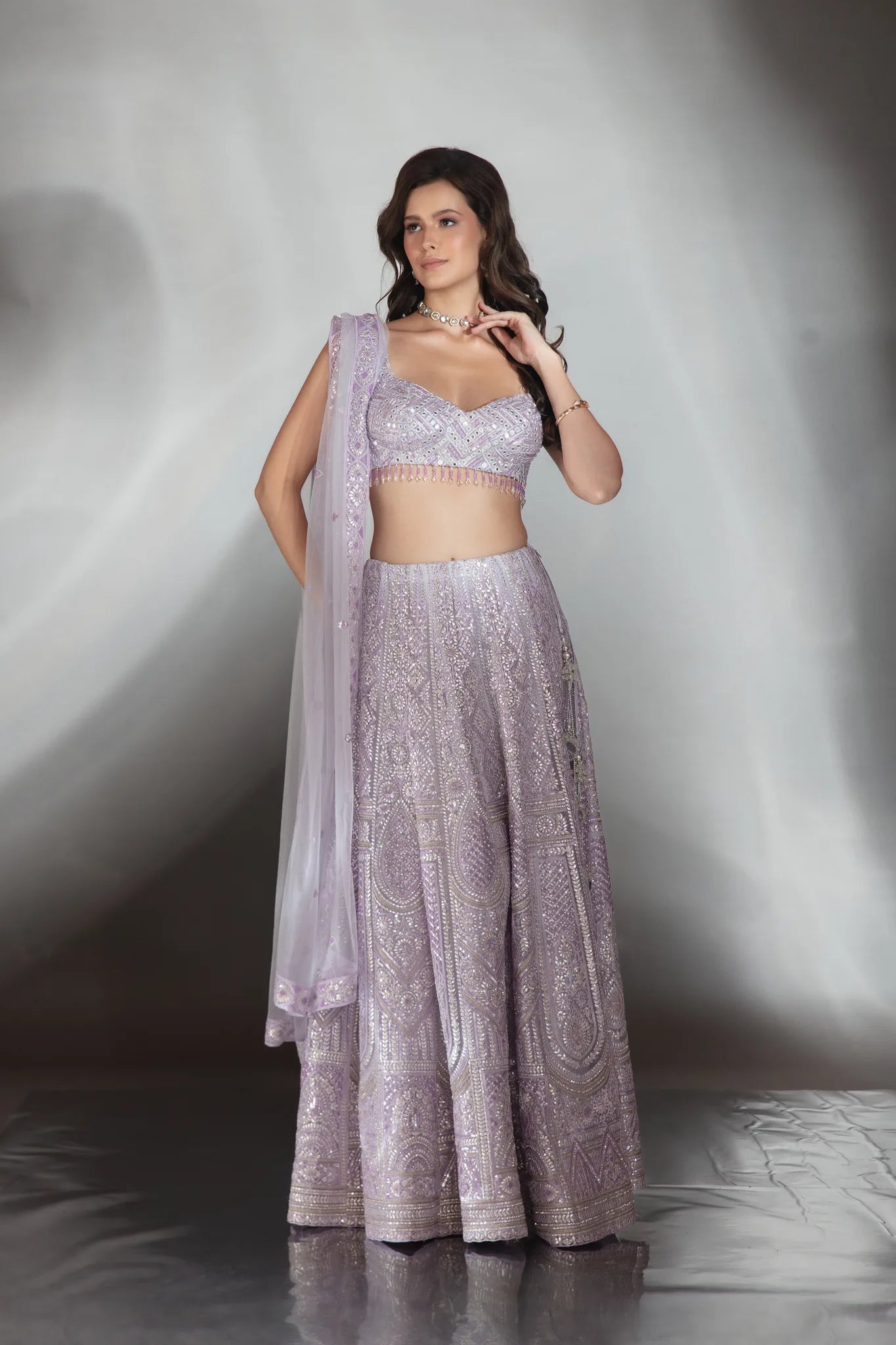 Lilac Gota Patti Embroidered Lehenga Set - Saaj 31st10558