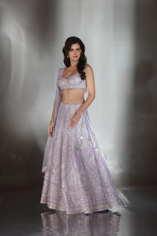 Lilac Gota Patti Embroidered Lehenga Set - Saaj 31st10580