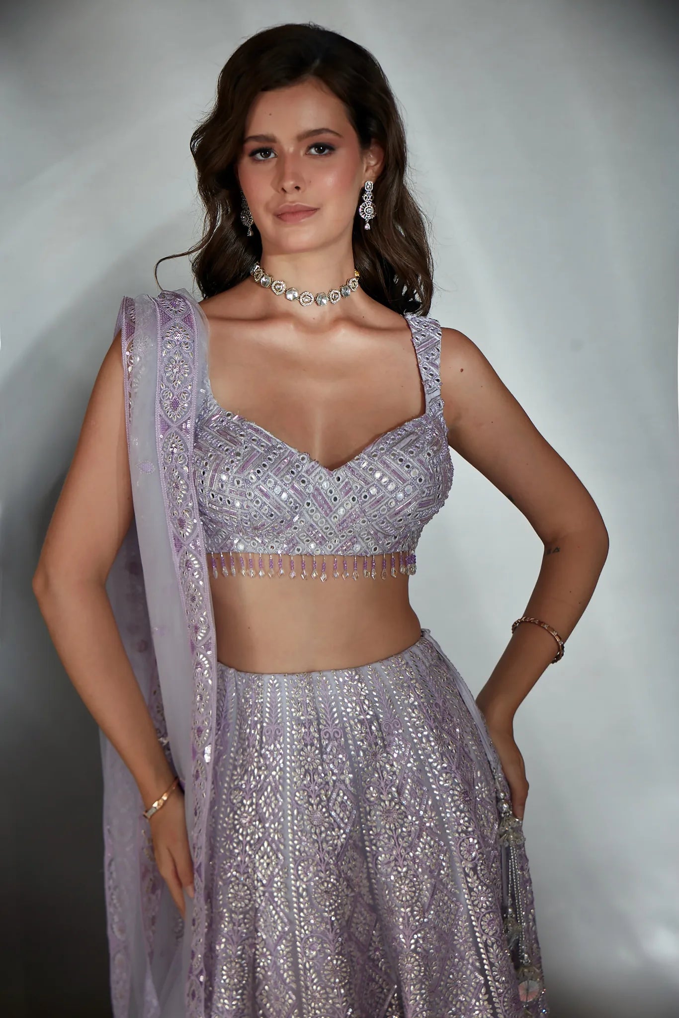 Lilac Gota Patti Embroidered Lehenga Set - Saaj 31st10617