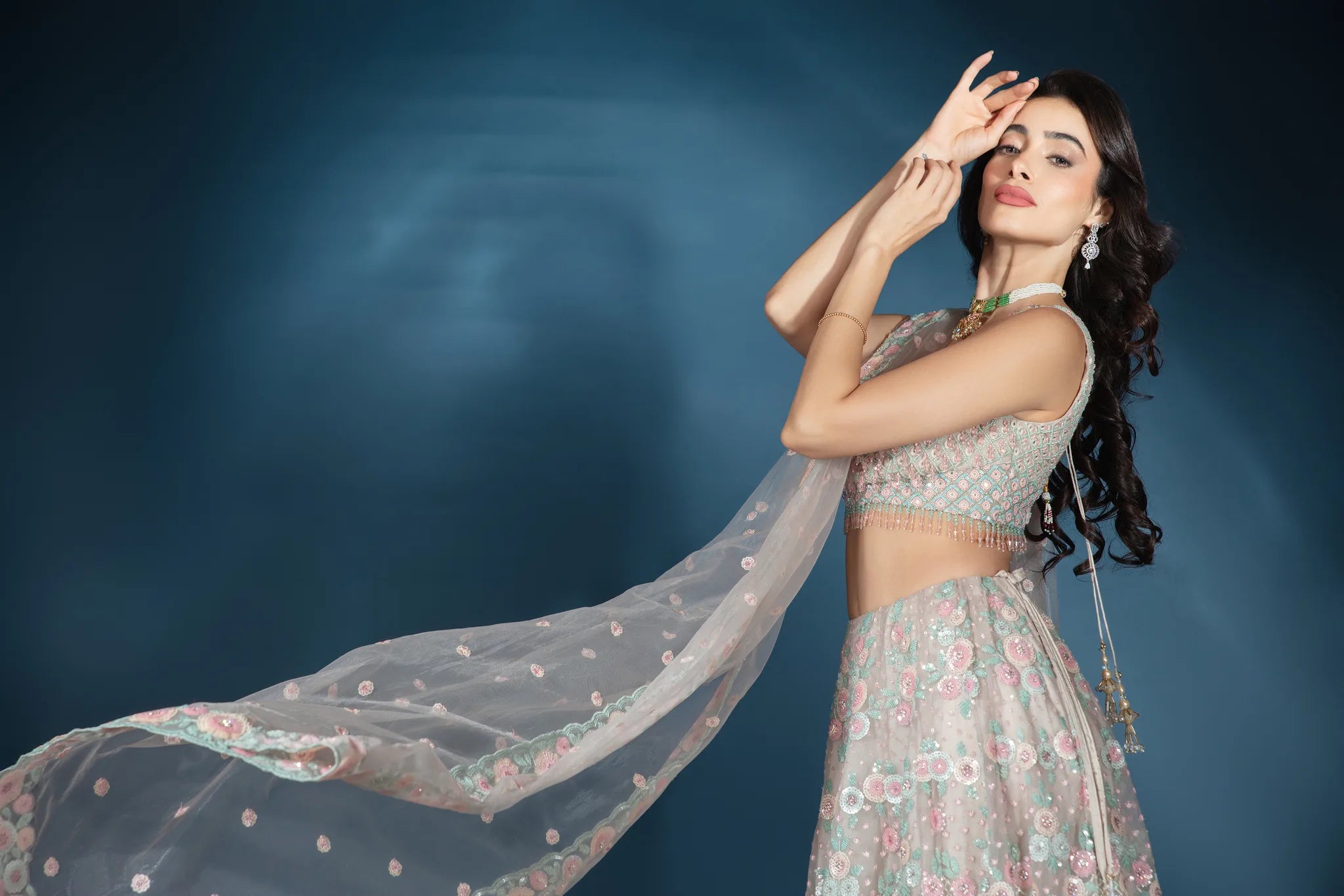 Celeste Bloom Silver Lehenga - Saaj 31st11536