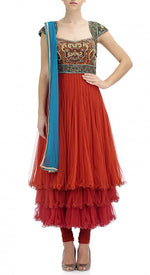 Load image into Gallery viewer, Triple Layer Anarkali Suit - Saaj By Ankita
