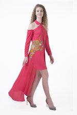 Load image into Gallery viewer, High-Low Shirt Dress with Motifs on sides - Saaj By Ankita
