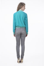 Load image into Gallery viewer, Georgette bomber jacket multi-color beaded elephant motif embroidery - Saaj By Ankita
