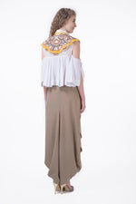 Load image into Gallery viewer, Taupe &amp; Yellow Beaded Collar - Saaj By Ankita
