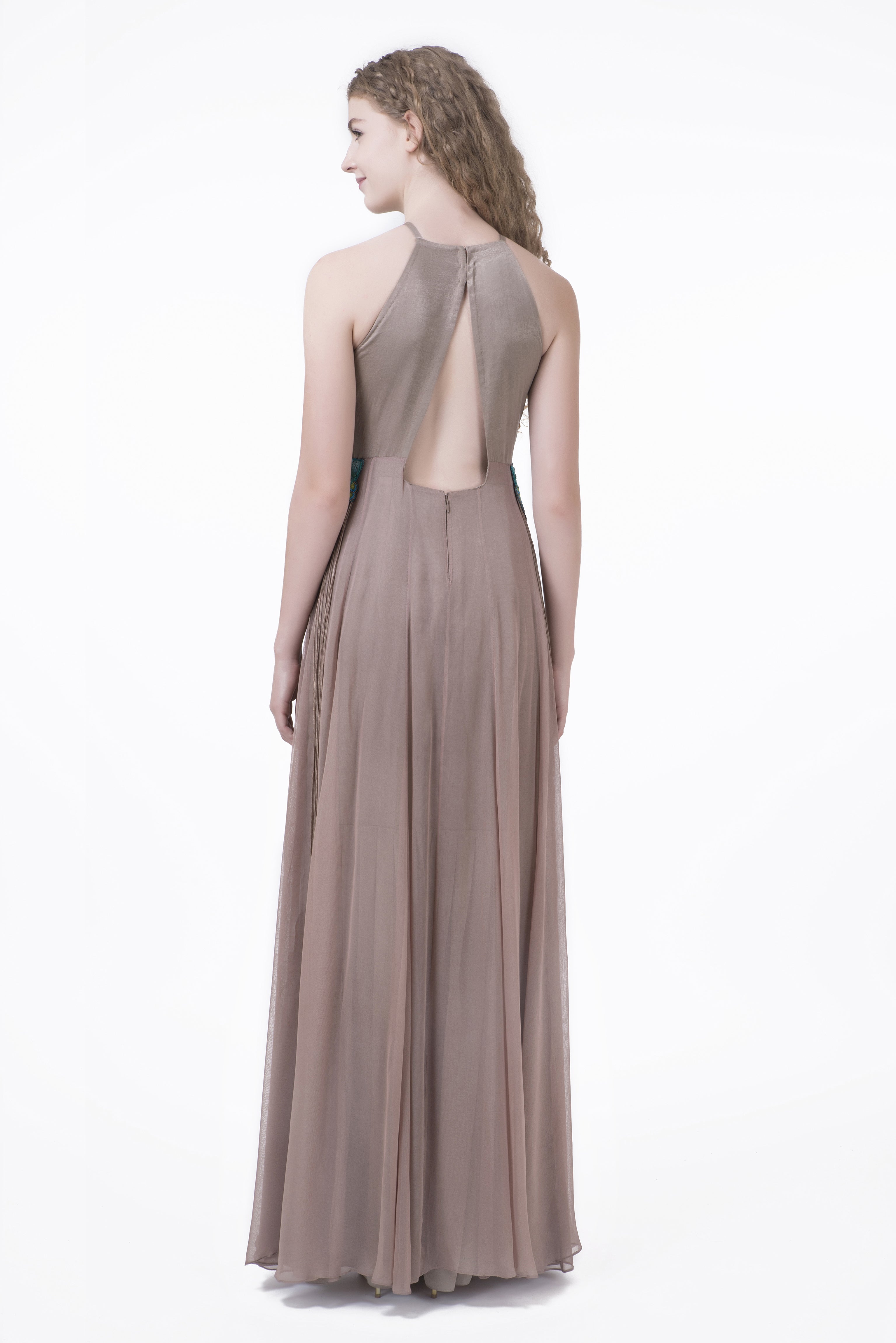 Cat Jumpsuit, Halterneck:: Available in OLIVE GREEN - Saaj By Ankita