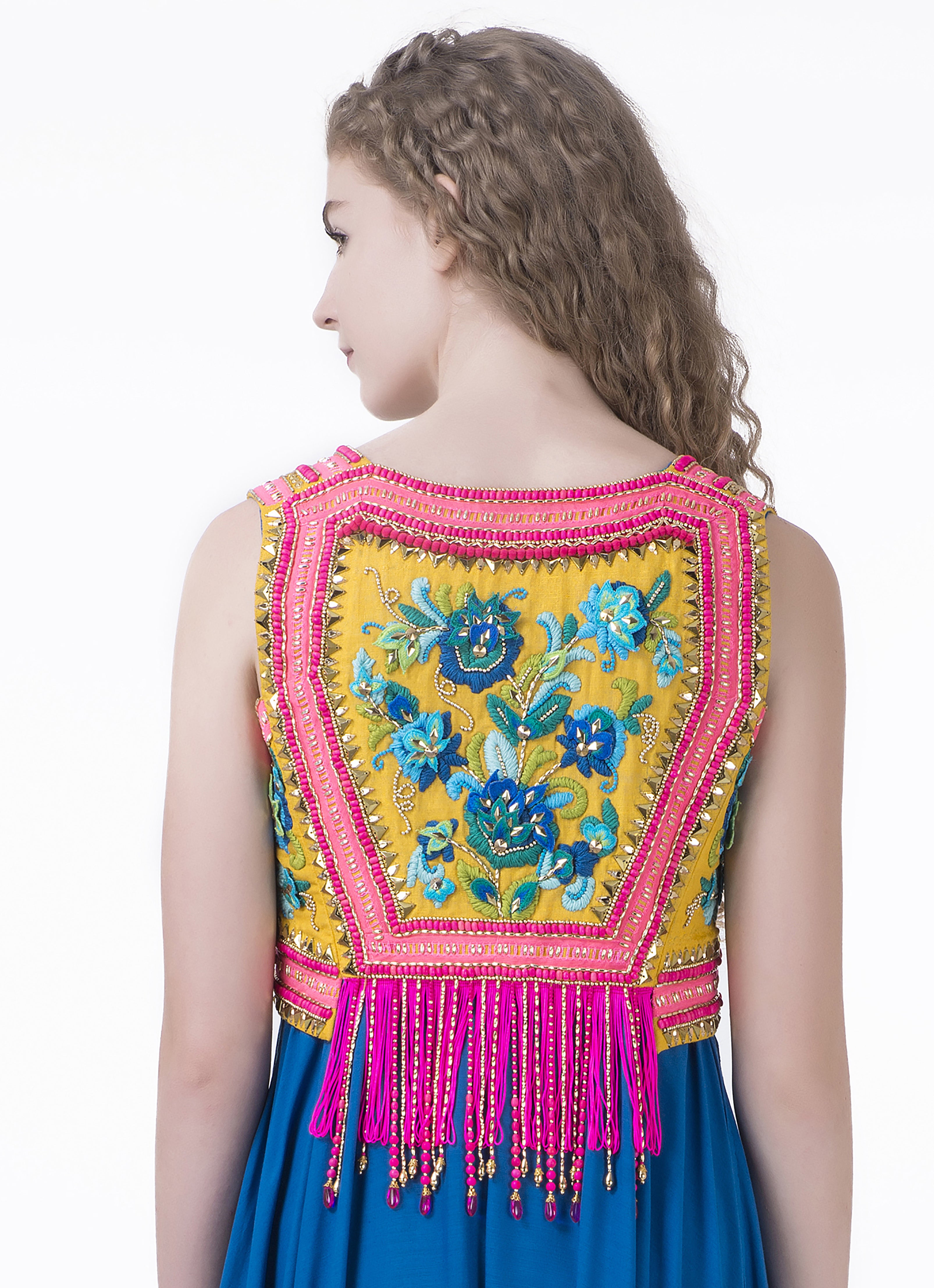 Crop-Shrug with Pop Embroidery - Saaj By Ankita