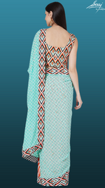 Load image into Gallery viewer, Printed Crepe and Georgette Saree teamed with Handwoven Blouse - Saaj By Ankita
