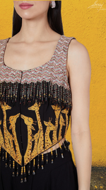 Load image into Gallery viewer, Giraffe Embroidered Fringe Jacket With Layered Pants - Saaj By Ankita
