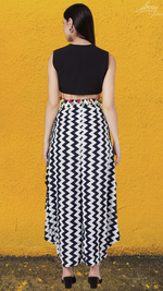 Load image into Gallery viewer, Crop Reindeer Jacket with Pleated Pants - Saaj By Ankita
