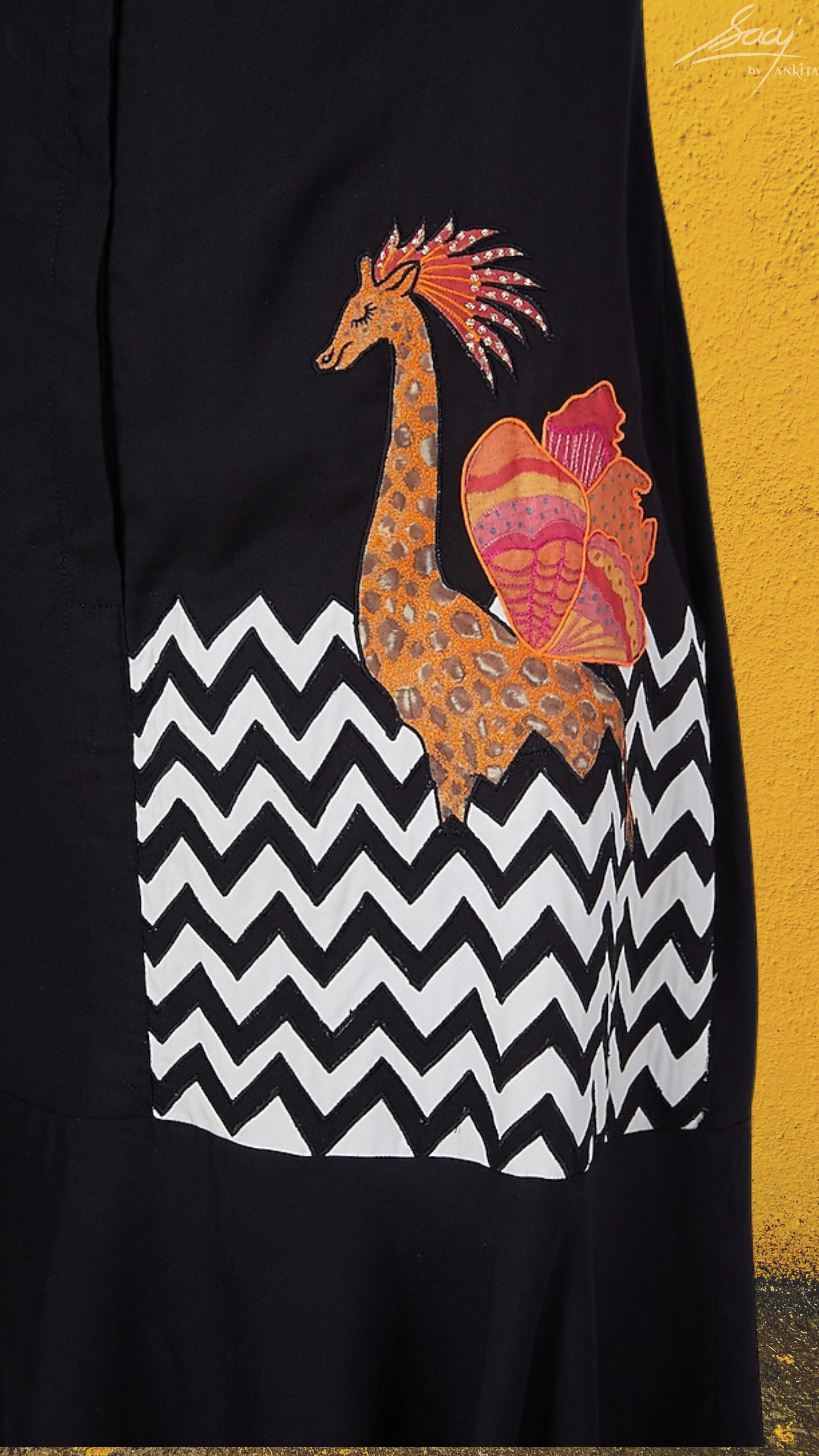 Black Flute Hem Shirt Dress - Saaj By Ankita