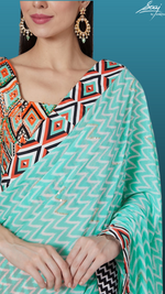 Load image into Gallery viewer, Printed Crepe and Georgette Saree teamed with Handwoven Blouse - Saaj By Ankita
