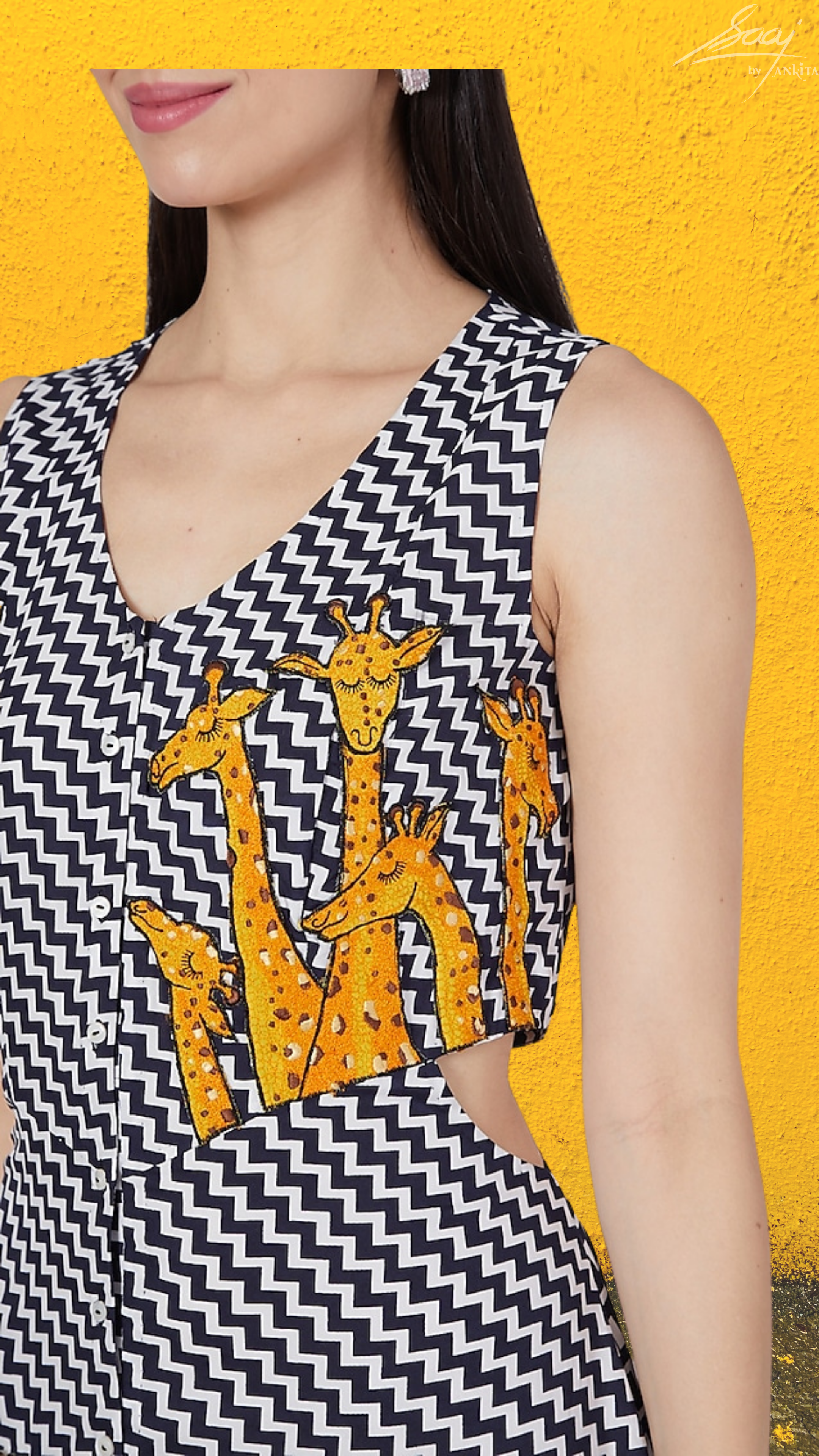 Giraffe Motifs Shirt Maxi-Dress - Saaj By Ankita