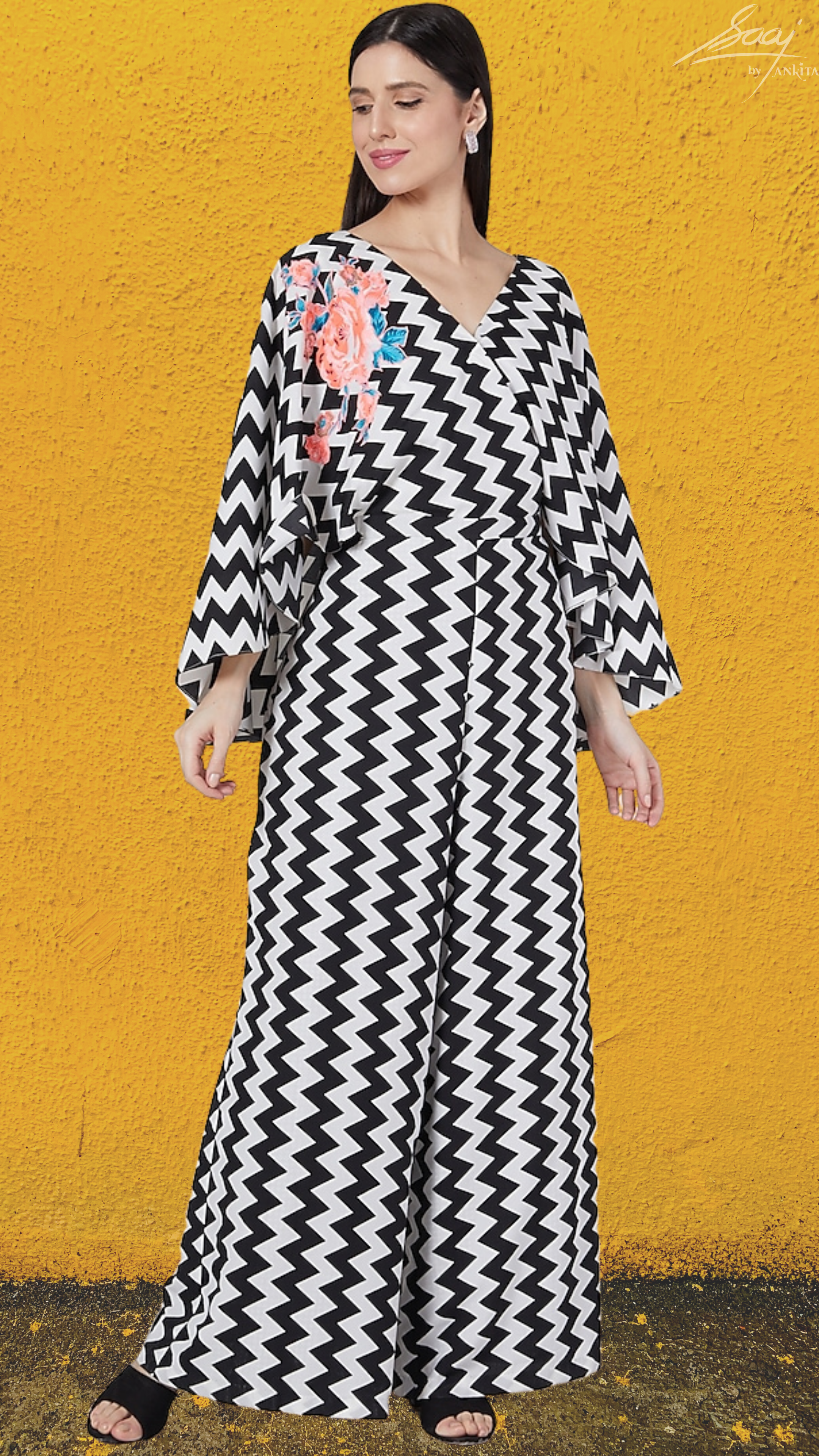 Bold Chevron Print Jumpsuit - Saaj By Ankita