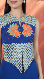 Load image into Gallery viewer, Lotus Embroidered Jacket with Flair Pants - Saaj By Ankita
