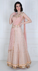Cross-Drape Saree Gown with Chikankari Embroidery - Saaj By Ankita