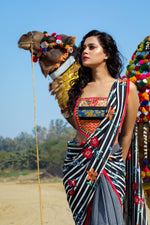 Load image into Gallery viewer, Boho-Chic Dhoti-Saree - Saaj By Ankita
