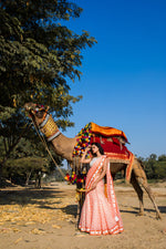 Load image into Gallery viewer, Lehenga-Saree in Neon Polka Printed Chiffon - Saaj By Ankita
