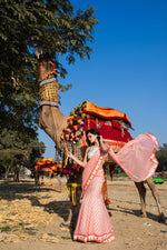 Load image into Gallery viewer, Lehenga-Saree in Neon Polka Printed Chiffon - Saaj By Ankita
