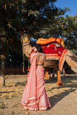 Load image into Gallery viewer, Lehenga-Saree in Neon Polka Printed Chiffon - Saaj By Ankita
